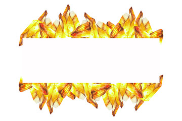 Watercolor of vibrant citrine crystal frame. Illustration in Realistic style. Symbolizes abundance, joy, positive energy. Ideal for esoteric, crystal healing, and spiritual designs.