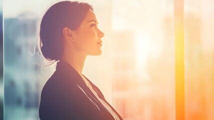 Woman thoughtfully looking out a window while contemplating life and enjoying a quiet moment