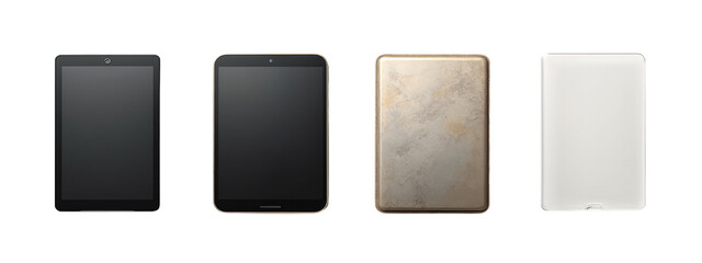 A set of three different colored tablets