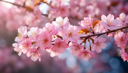 beautiful pink cherry blossom flowers blooming on a branch adding a touch of elegance and nature s charm to any design