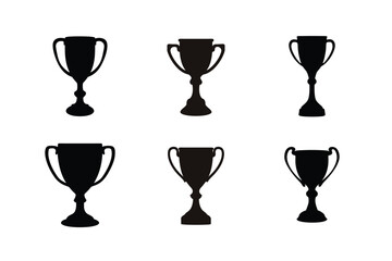 Trophy cup icon vector set, Award trophy cup silhouettes vector