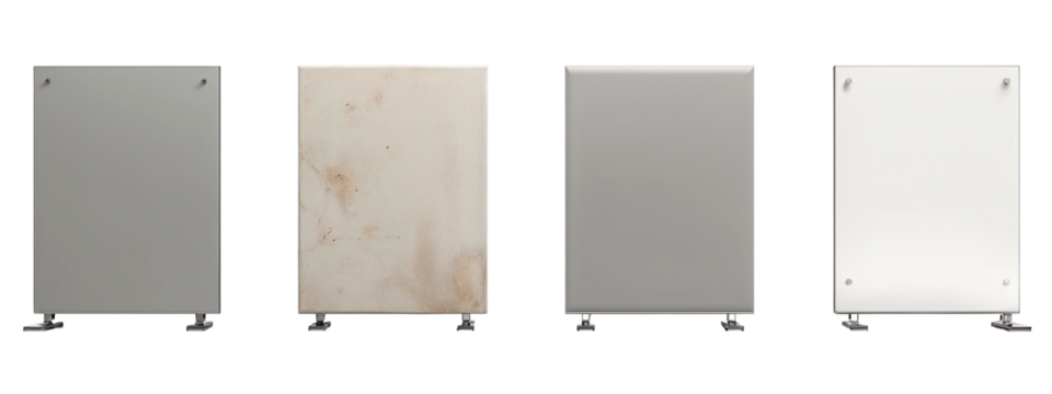 A set of four different colored panels