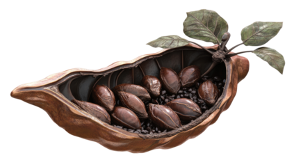 Cocoa pod,  revealing beans