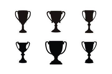 Trophy cup icon vector set, Award trophy cup silhouettes vector