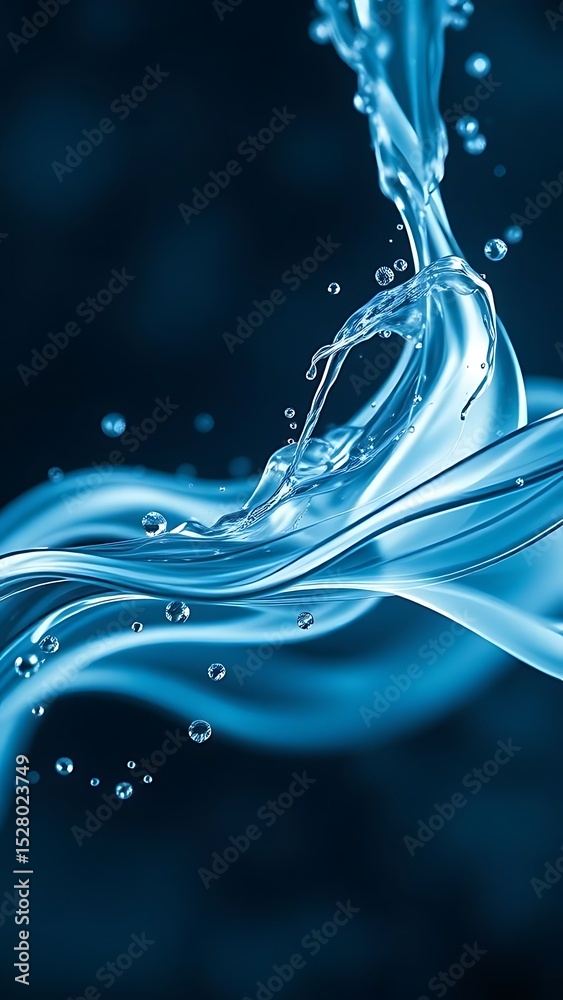 Fototapete blue liquid splash with refreshing clear water drops and abstract bubbles in motion generated using 
