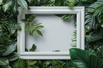 Flawless Visual of Minimalist White Frame Surrounded by Plants