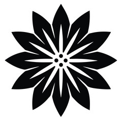 Black flower icon isolated on white background