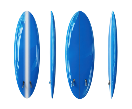 Bright blue surfboard design for summer adventures and beach fun