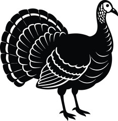 Thanksgiving turkey silhouette isolated on transparent background