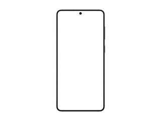 Photo of smartphone similar to android device with thin edge without background. Jetblack color....