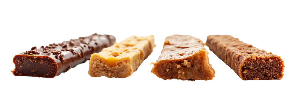A close up of three different types of bars