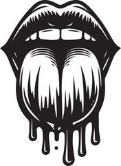 Obraz premium gloss lipstick vector illustration, lips dripping silhouette vector isolated on white background