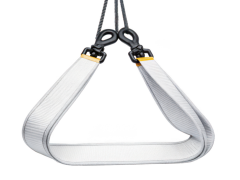 lifting sling white background industrial lifting strap heavy-duty rigging equipment cargo hoisting polyester or nylon sling safety gear transparent background image