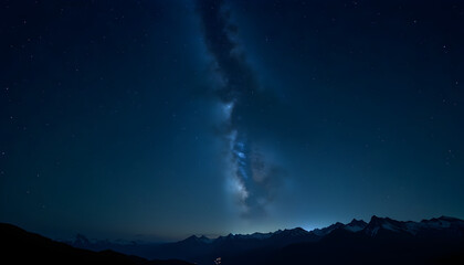 Fototapeta premium Stunning night sky with the Milky Way above mountain peaks under a starry atmosphere
