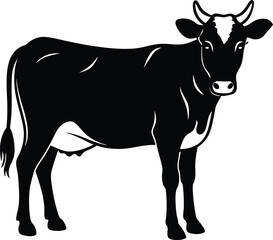 Cow silhouette isolated on transparent background