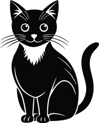 Elegant cat silhouette isolated on transparent background