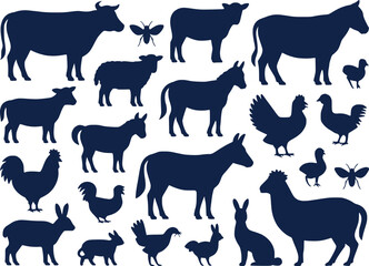 Pet Animal Silhouettes Icon Set  Cats Dogs Fish  Small Animals Vector