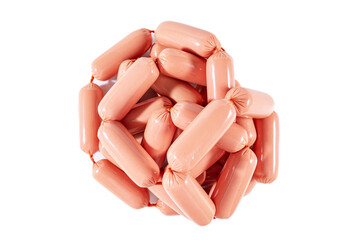 Bundle of delicious sausages in casing.