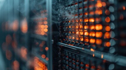 A captivating view of a data center showcasing glowing servers, highlighting the technological marvels that power our digital world and data storage solutions.