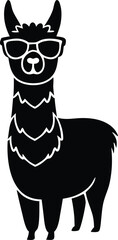 cool llama cartoon with sunglass silhouette vector