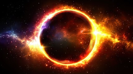 Obraz premium Fiery cosmic ring in the vastness of space.
