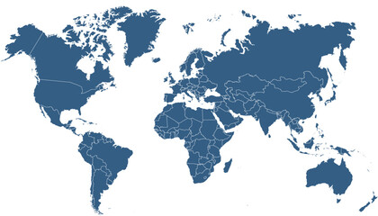 World map. Blue modern vector map. Silhouette map.	