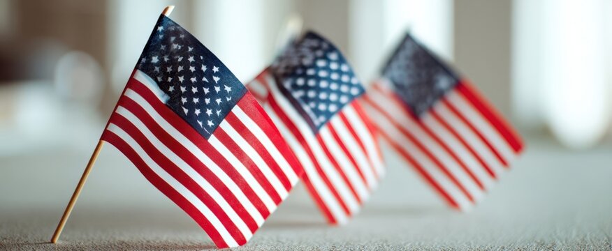 The cheerful display of American flags celebrating national pride and heritage. - Powered by Adobe