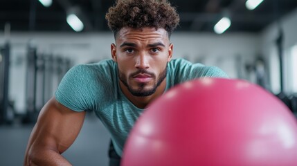 A determined fitness enthusiast prepares for an intense workout session, showcasing physical strength and focus in a well-equipped gym environment, emphasizing health and wellness.