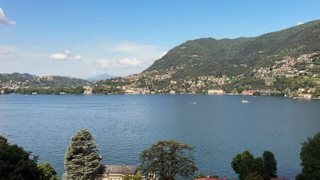Landscape of Lake Como from Blevio, on the shore of Lake Como, Lombardy, Italy.