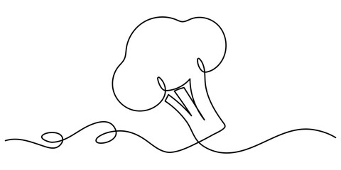 Continuous one line drawing of broccoli. healthy eating, vegetarianism, vegetable, garden plant, one line, fresh vegetable concept continuous line art. Editable outline, Fresh Broccoli Continuous