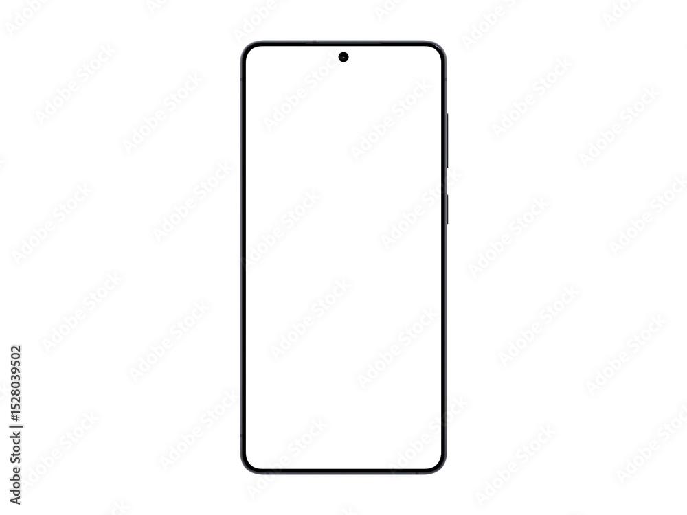 Wall mural photo of smartphone similar to android device with thin edge without background. jetblack color. tem
