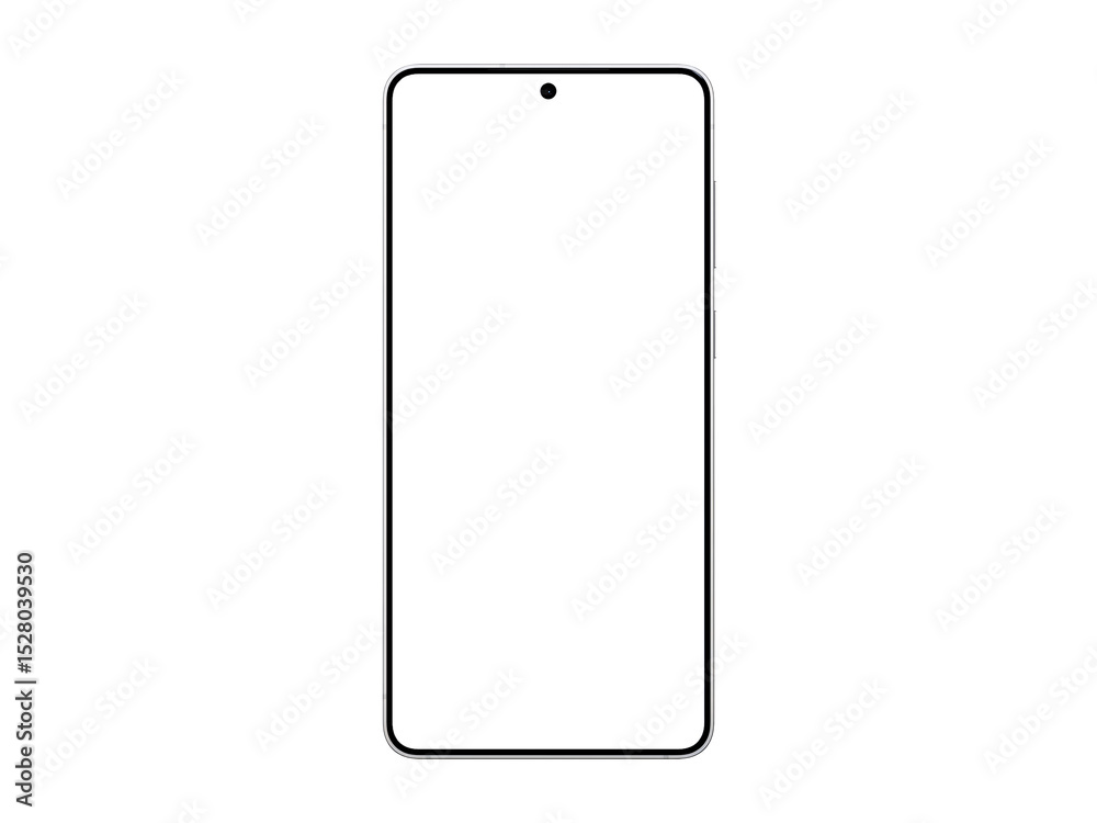Wall mural photo of smartphone similar to android device with thin edge without background. icyblue color. temp
