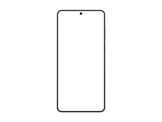Photo of smartphone similar to android device with thin edge without background. Silver color....