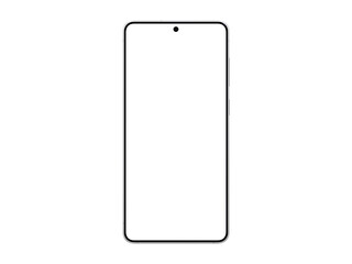 Photo of smartphone similar to android device with thin edge without background. Icyblue color....