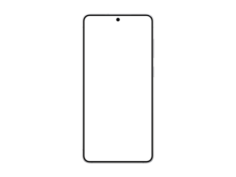 Photo of smartphone similar to android device with thin edge without background. Silver color. Template for mockup. Only frame, without screen	
