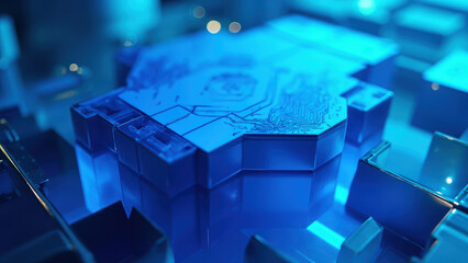 Futuristic blue circuit board technology abstract background