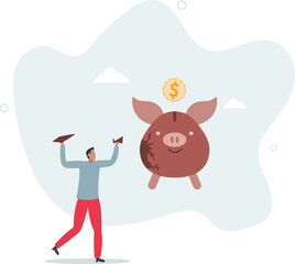 Debt and loan problem, financial mistake, poverty or bankruptcy concept. character life .