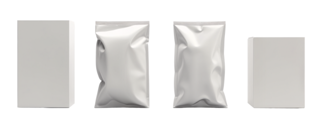 A set of three white plastic bags