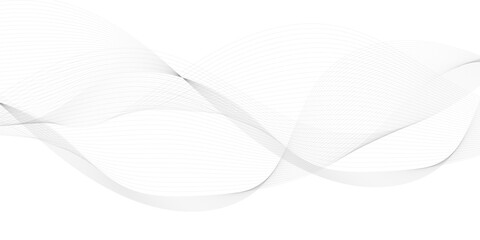 Abstract grey smooth element wavy modern curve lines on transparent background. Digital frequency track equalizer. Abstract frequency sound wave lines, twisted curve lines and technology background.	