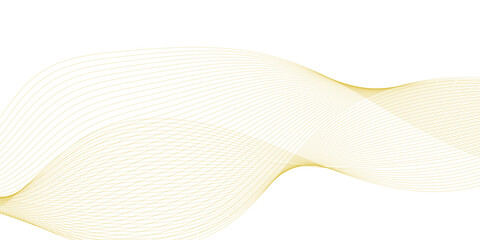 Abstract golden or yellow wave and curve lines background. Abstract frequency sound wave technology and science background. Wavy banner, template design	