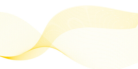 Luxury yellow golden wavy curve lines background. Digital futuristic technology concept. Gradient banner background. Science, banner, business, poster, template, music background.	