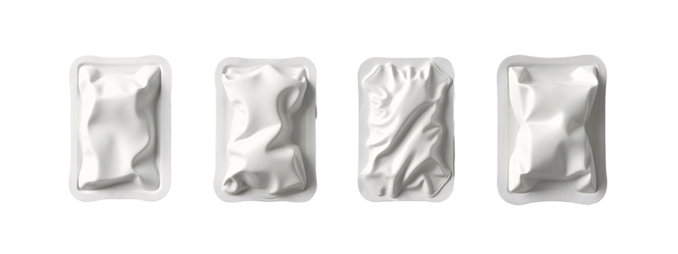 A set of four silver foil bags