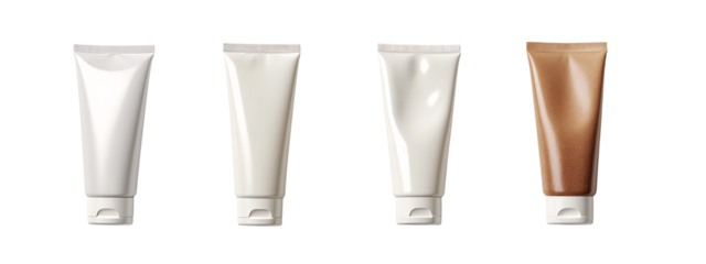 A set of four white and brown plastic tubes