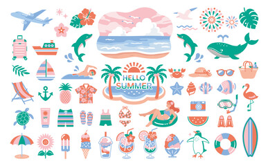Summer Vacation and Beach Icon Set