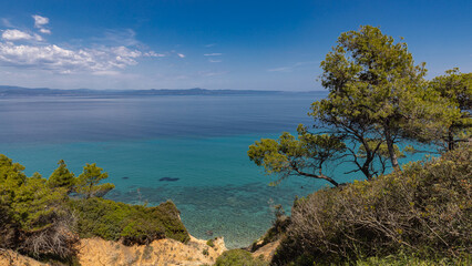 Coastal panorama south of Nea Fokea, Kassandra, Chalkidiki, Greece
