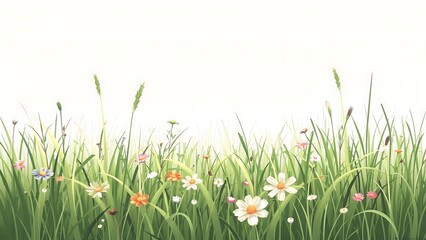 Grass and flowers in grassland, nature
