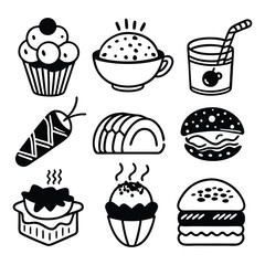 Creative food icon set vector art illustration