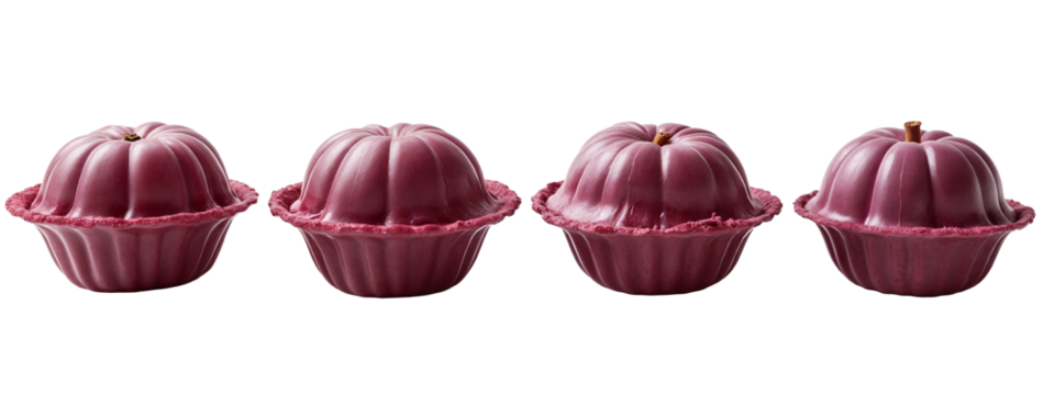 A set of four purple pumpkin shaped molds