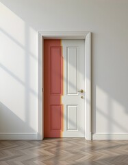 geometric abstract interpretation of a door in a minimalist environment, with subtle color differences.