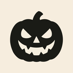 Scary carved pumpkin Jack-o'-lantern with an evil smile, perfect for an autumn Halloween celebration